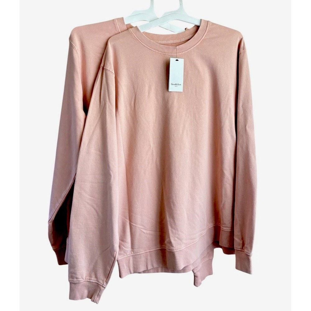 2 Goodfellow & Co Men's Pink Cotton Jersey Crew Long Sleeve Sweatshirt XXL